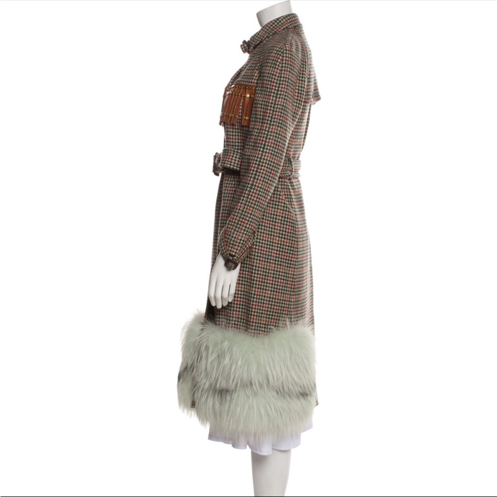Stylish and rare Prada Fur-Trimmed Plaid Coat - Picture 5 of 6